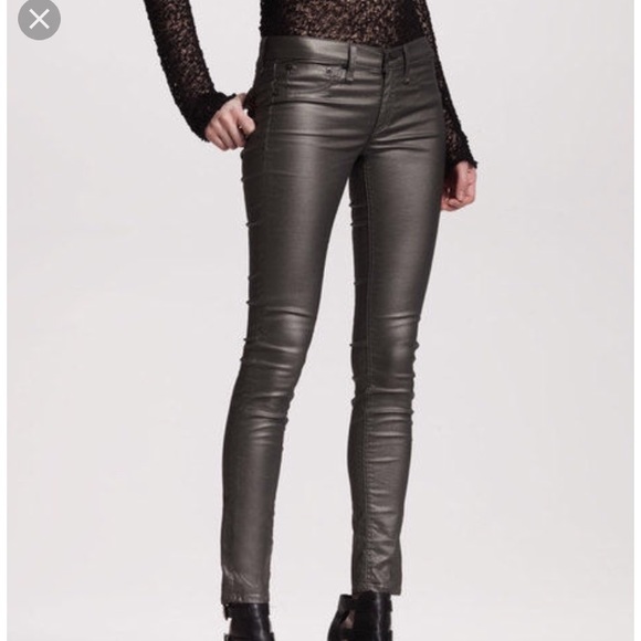 rag & bone Pants - Rag & Bone Pewter Metallic Leggings Skinny Jeans